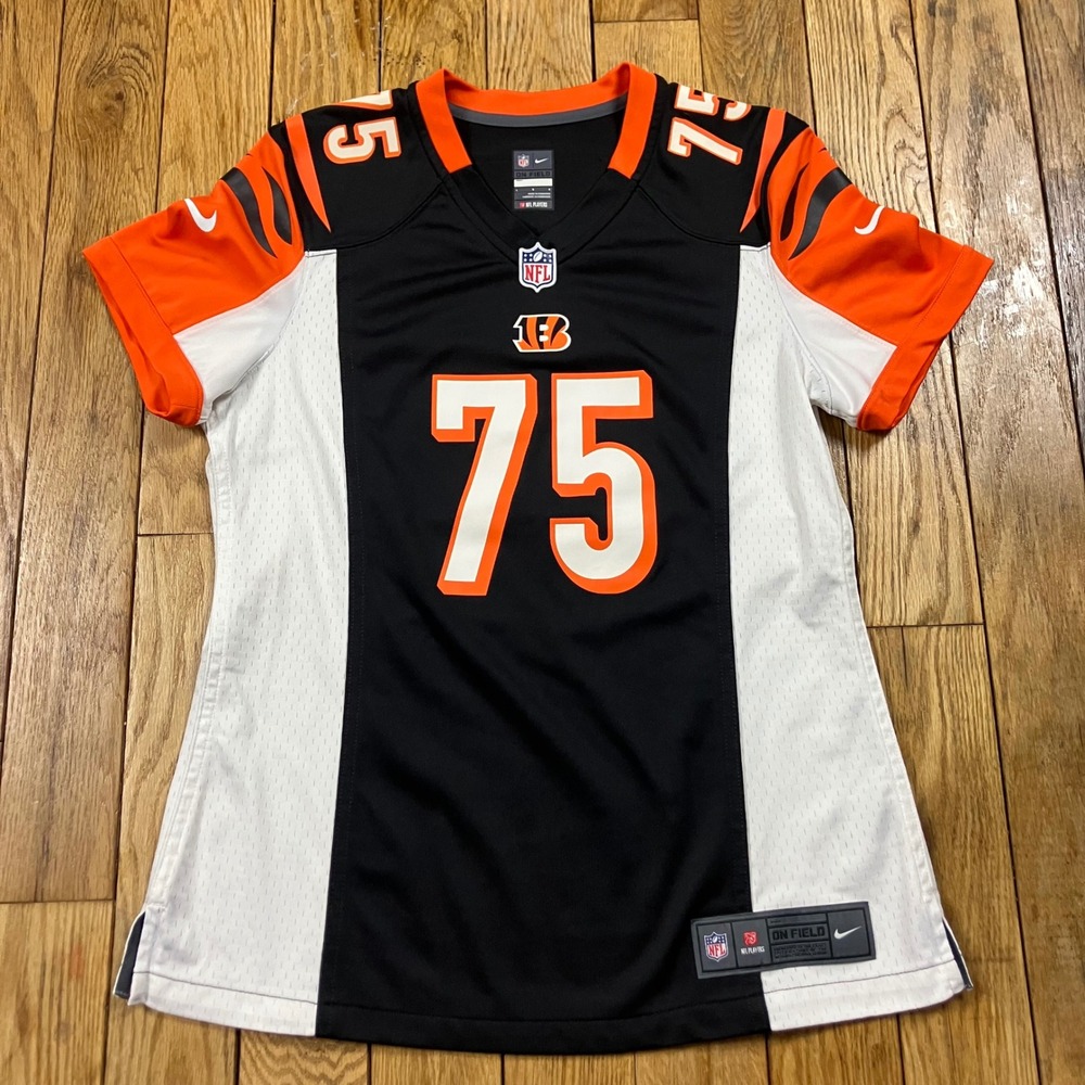 Cincinnati Bengals NFL Jersey #75 Still Black Orange White Women's‎ Size L